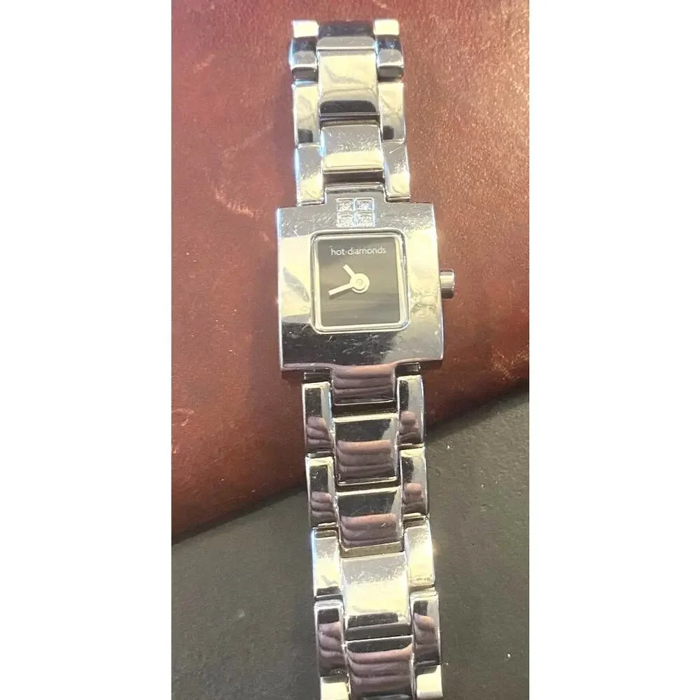 Women's Hot Diamonds All Stainless Steel Watch, Silver Tone with 4 Diamonds